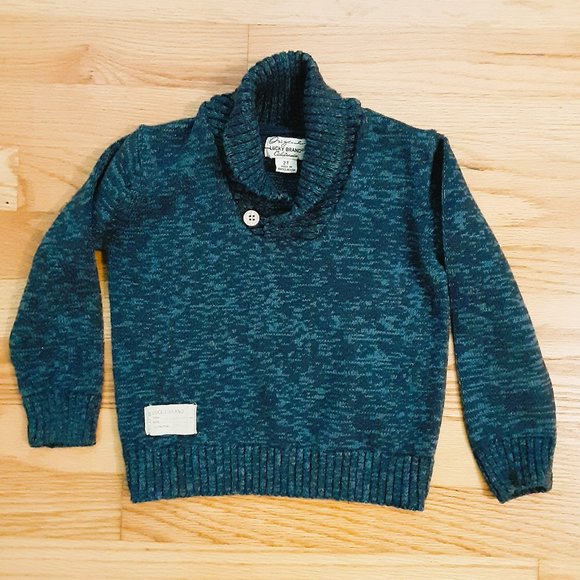 Lucky Brand Shawl Collar Sweater 2T Boys Blue Marbled Top - Picture 1 of 7